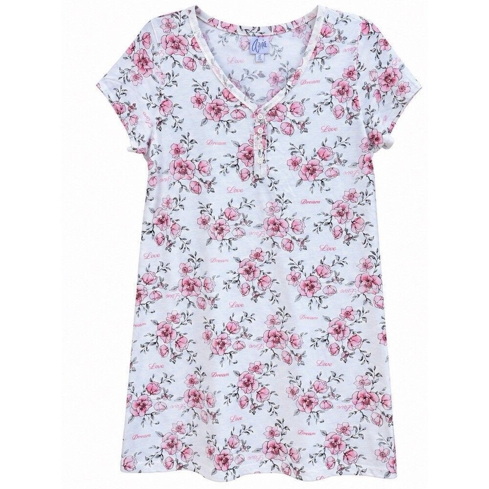 VTG Aria Floral Nightgown Womens S Pink Rose Cottagecore Romantic Sleep C11